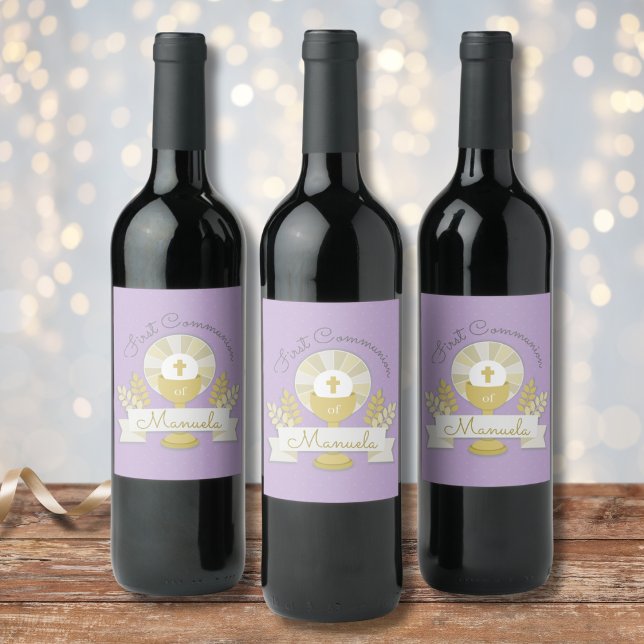 First communion, Lila first communion Wine Label (Creator Uploaded)