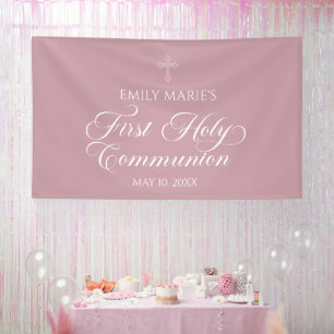 First Communion Mauve banner backdrop 