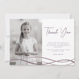 First Communion - Modern Photo Thank You Card