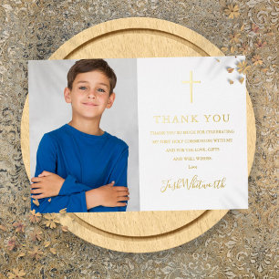 First Communion Photo Real Foil Thank You Card