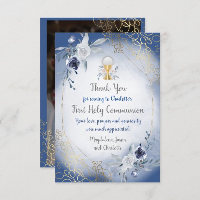 first communion photo thank you card (Front/Back)
