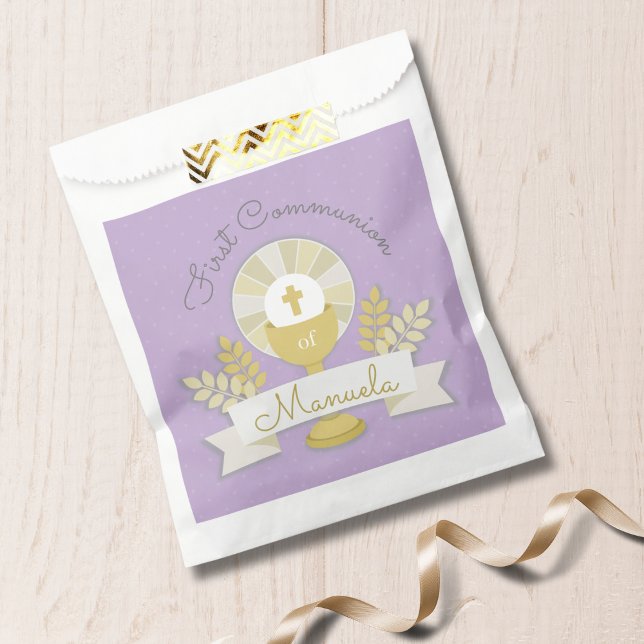 First communion, purple first communion favour bag (Creator Uploaded)