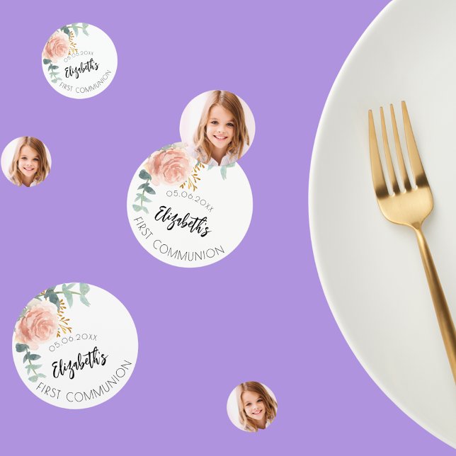 First Communion rose gold flower photo Confetti (Creator Uploaded)