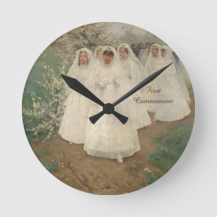 First Communion Round Clock