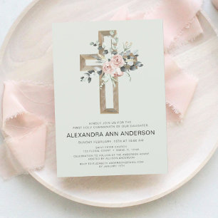 First Communion Sage Green Blush Pink Floral 