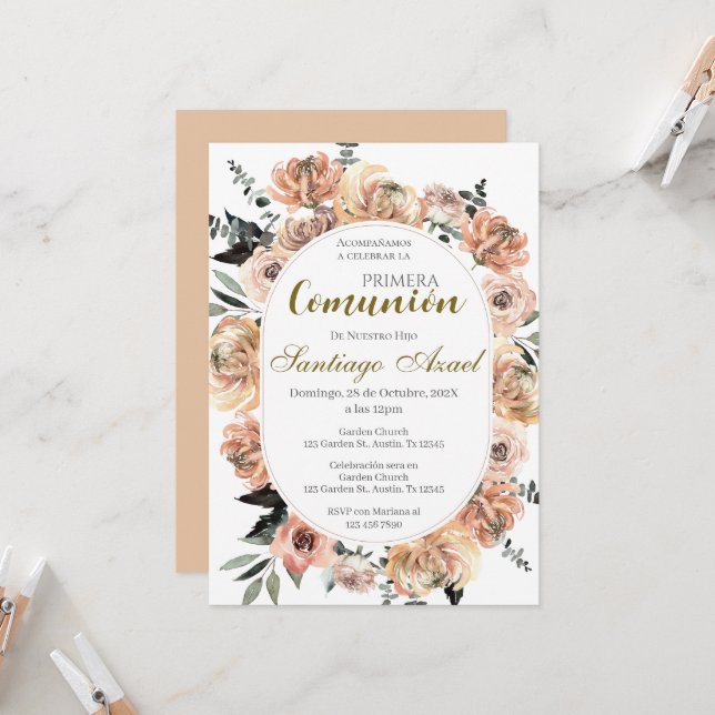 First Communion Spanish Invitation (Front/Back In Situ)