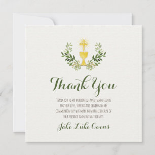 First Communion Thank you Flat Card