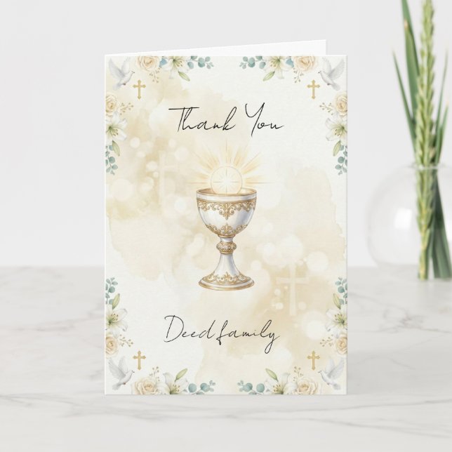 First Communion Thank You With Chalice Design Card (Front)