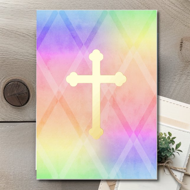 First Communion Watercolor Cross Rainbow (Creator Uploaded)