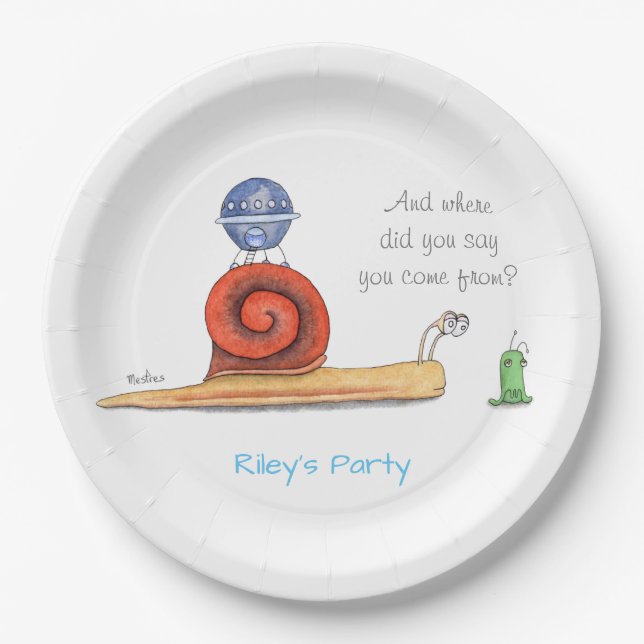 First Contact of Aliens and Snails. Paper Plate (Front)