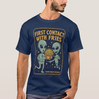 First Contact with Fries – Cosmic Snack Discovery T-Shirt