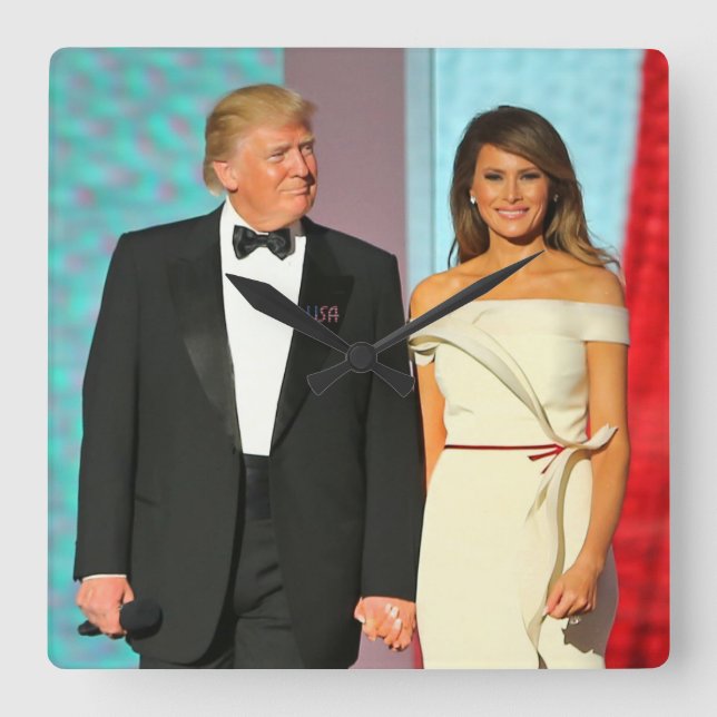 First Couple Donald and Melania Trump Inauguration Square Wall Clock (Front)