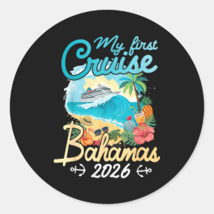 First cruise bahamas 2026 vacation trip matching classic round sticker