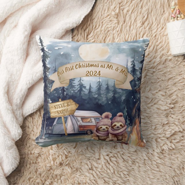 First Cute Christmas Newlywed Keepsake Ornament Cushion (Blanket)