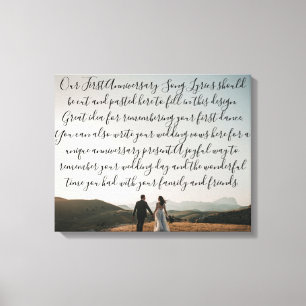 First Dance Song Lyrics Anniversary Gift Vow Photo Canvas Print