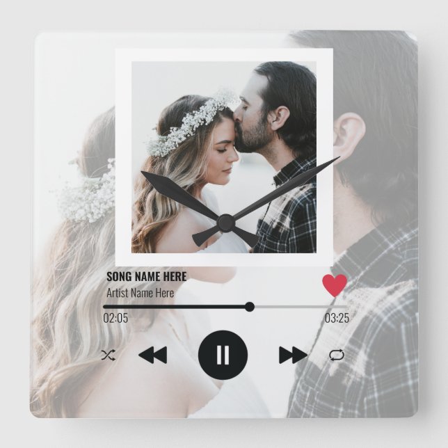 First Dance Song Wedding Anniversary Personalised  Square Wall Clock (Front)