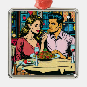 First Date   Spaghettis Dinner Metal Ornament