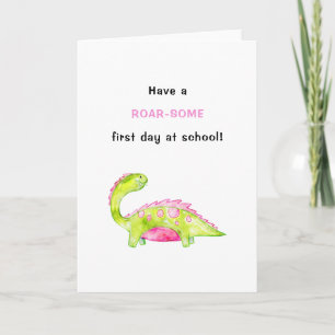 First Day at School Back to School funny dinosaur  Card