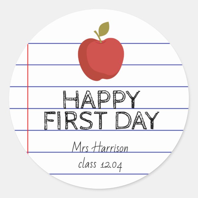 First Day Back to School Teacher Cookie Classic Round Sticker (Front)
