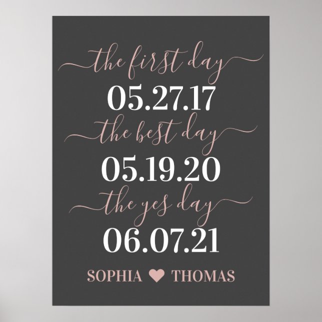 First Day Best Day Yes Day Wedding Date Sign (Front)