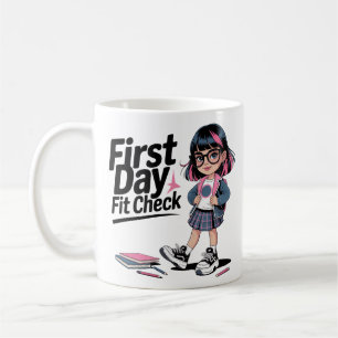 First Day Fit Check Aesthetic Back To School Girl Coffee Mug