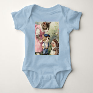 First Day Greetings – Kitten & Hedgehog Baby Bodysuit