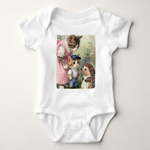 First Day Greetings – Kitten & Hedgehog Baby Bodysuit
