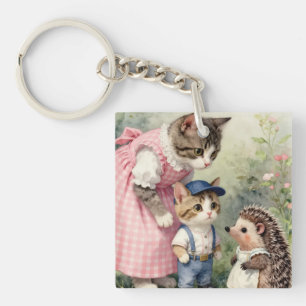 First Day Greetings – Kitten & Hedgehog Key Ring