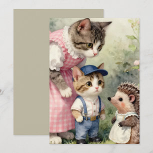 First Day Greetings –  Kitten & Hedgehog Thank You Card
