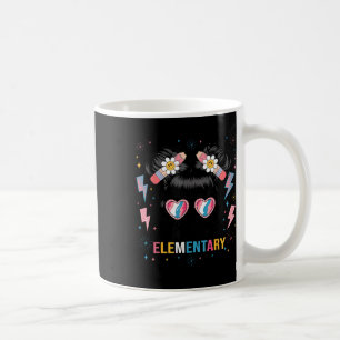 First Day Hello Elementary Messy Bun Girl Back To Coffee Mug