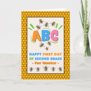First Day in Second Grade with Bees Add Name Card