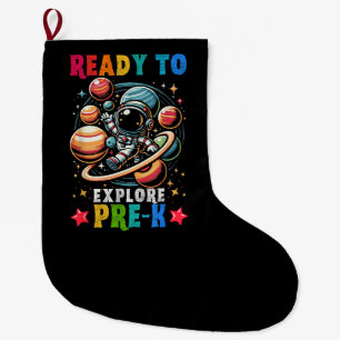 First day Kids Welcome back to School Astronaut Large Christmas Stocking