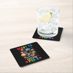First day Kids Welcome back to School Astronaut Square Paper Coaster