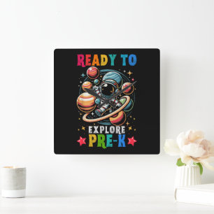 First day Kids Welcome back to School Astronaut  Square Wall Clock