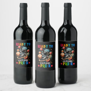 First day Kids Welcome back to School Astronaut Wine Label