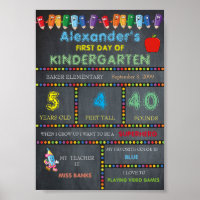First Day Kindergarten Sign BOY,Chalkboard Poster