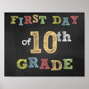 First day of 10th Grade Sign -Chalkboard