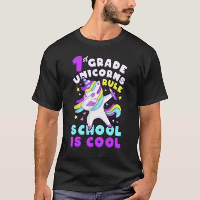 First Day of 1st Grade, Back To School, Girl, Unic T-Shirt (Front)