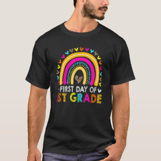 First Day of 1st Grade Back To School Leopard Rai T-Shirt