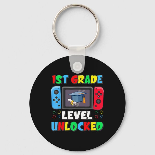 First Day Of 1st Grade Level Unlocked Ck To School Key Ring (Front)