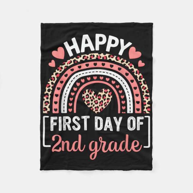 First Day Of 2nd Grade Funny Back To School Leopar Fleece Blanket (Front)