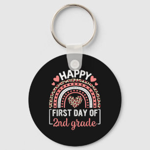 First Day Of 2nd Grade Funny Back To School Leopar Key Ring