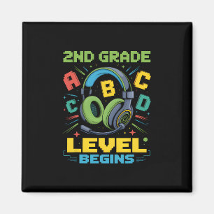 First Day Of 2nd Grade Level Begins Shirt Gamer Bo Magnet