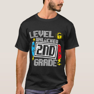 First Day Of 2Nd Grade Level Unlocked Game Back T-Shirt
