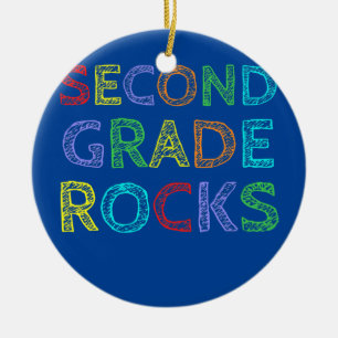 First Day Of 2nd Grade Ready To Rock Second Grade Ceramic Ornament