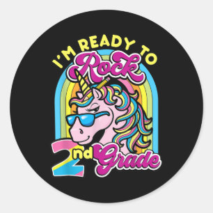 First Day Of 2nd Grade Shirt Girls Back To School Classic Round Sticker