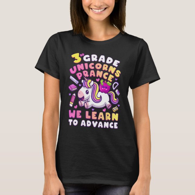 First Day of 3rd Grade, Back To School, Girl, Unic T-Shirt (Front)