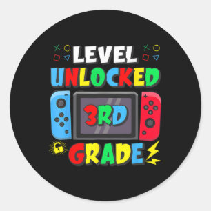 First Day Of 3rd Grade Level Unlocked Game Ck To S Classic Round Sticker