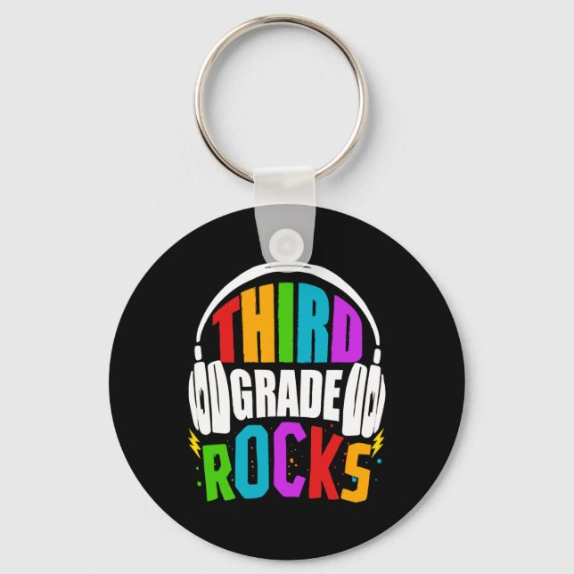 First Day Of 3rd Grade Rocks Back To School Teache Key Ring (Front)