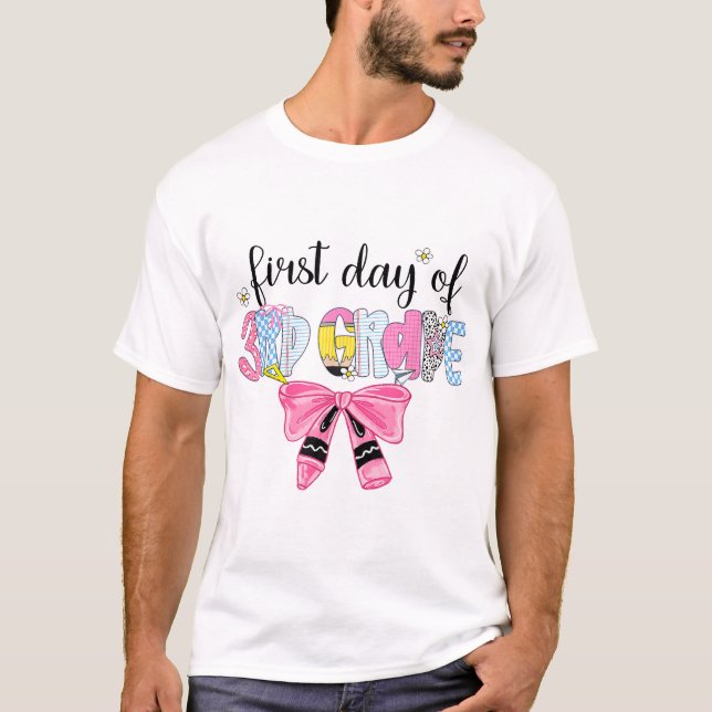  First Day Of 3Rd Grade Teacher Girl Coquette Back T-Shirt (Front)